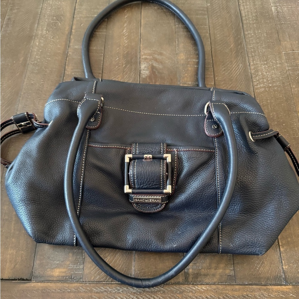 Isaac Mizrahi Navy pebbled leather Shoulder Bag